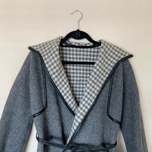 Vintage Gray Wool Tie Coat